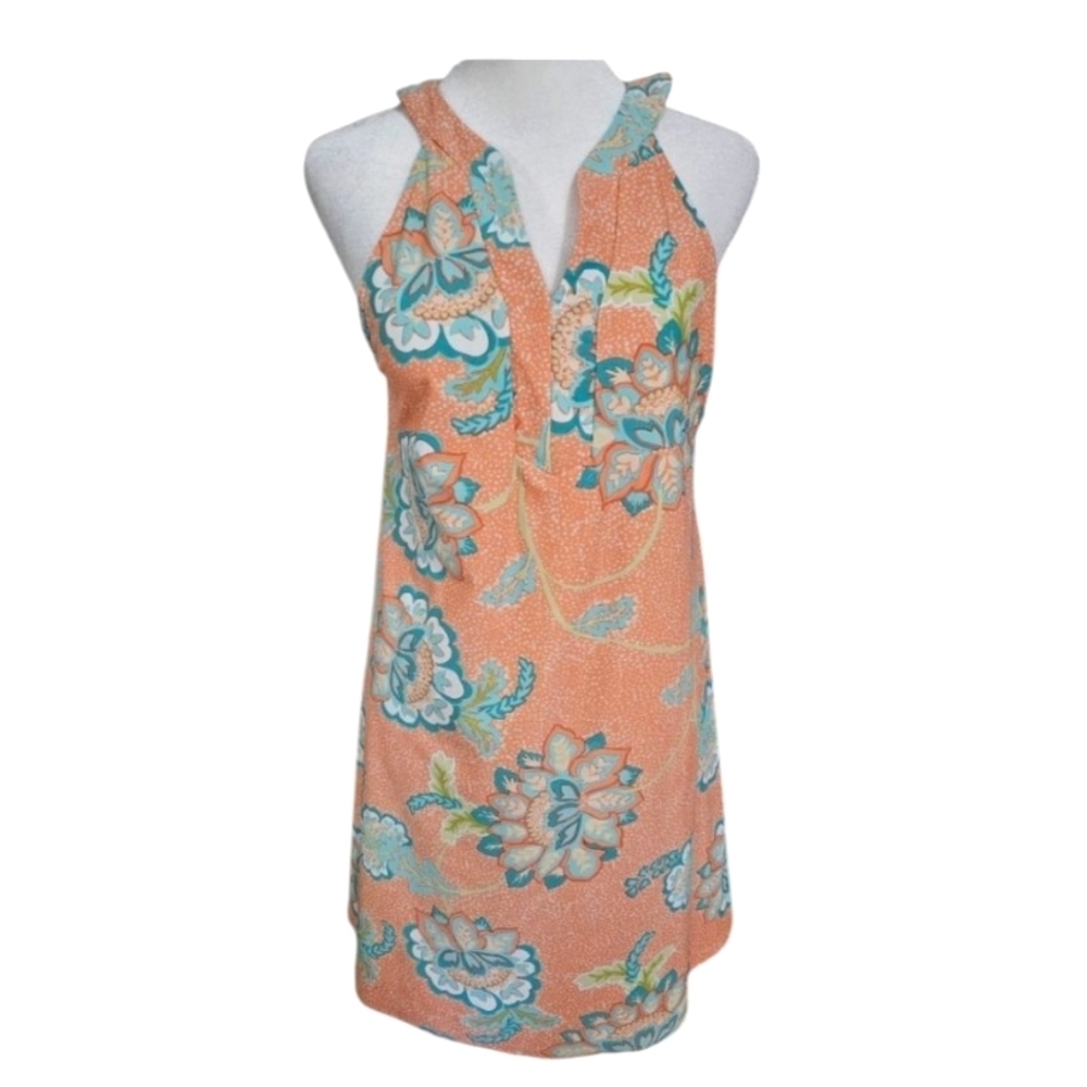ARYEH V neck skift dress in tropical pastel floral print. Size small